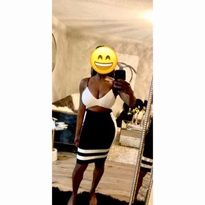 Black and white midi dress